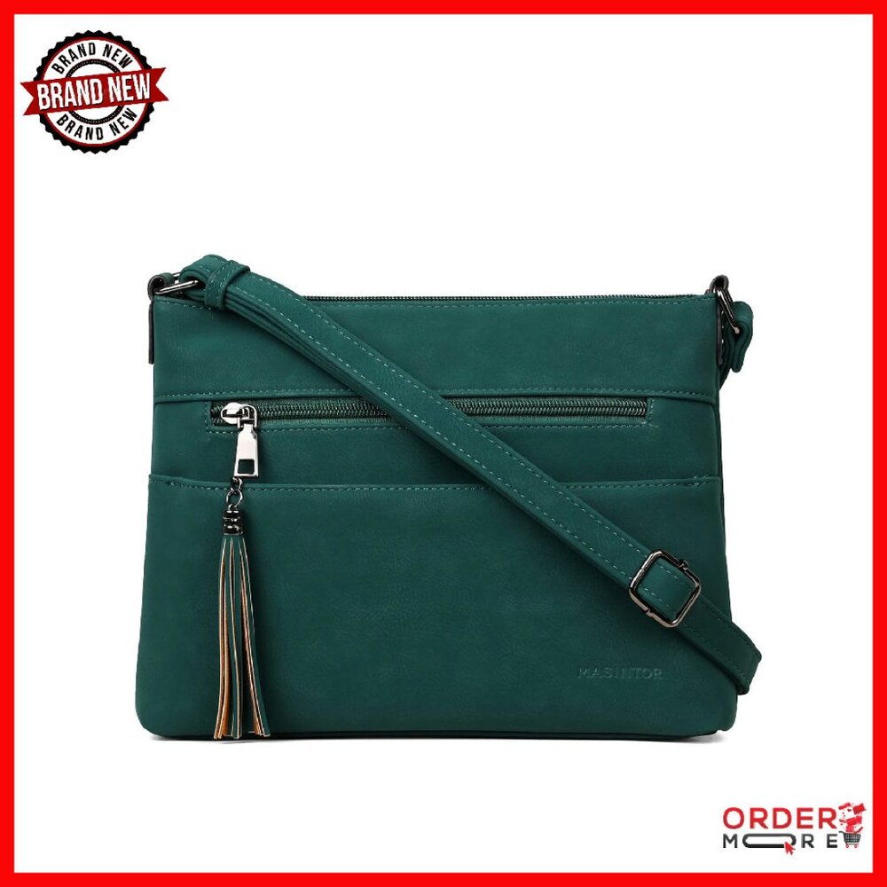 Lightweight Medium Crossbody Purse With Tassel, Soft Leather, Multiple Pockets